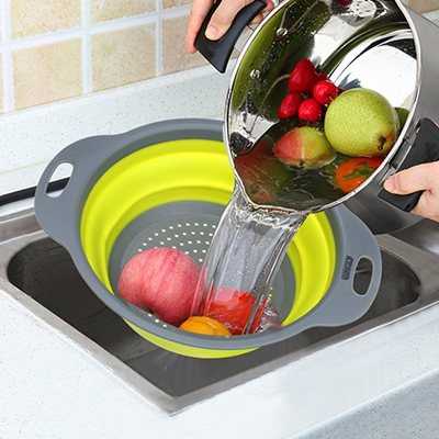 VK-179002 Collapsing Foldable Fruit Vegetable Strainer/Colander Basket图4