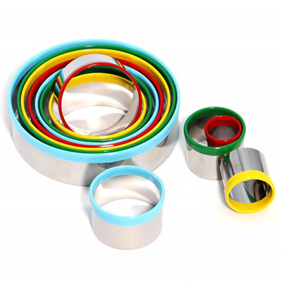 12PCS Colorful PVC Tops Round Stainless Steel Cookie Cutter Set图4