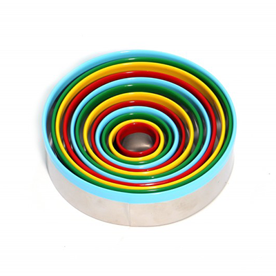 12PCS Colorful PVC Tops Round Stainless Steel Cookie Cutter Set图5