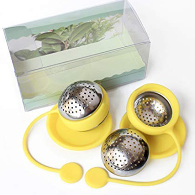 Round ball stainless steel tea separator with silica gel tray set图3