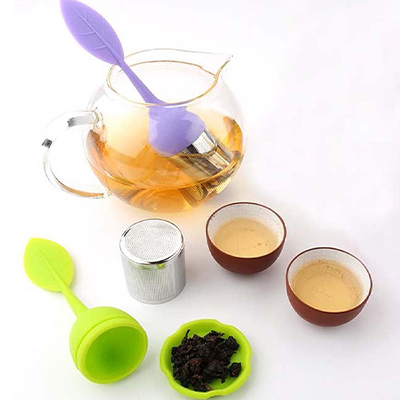 Silica gel leaf type stainless steel tea separator with silica gel tray set of 3 pieces图3