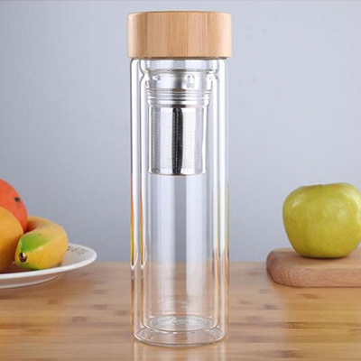 450ML boric acid glass water bottle with stainless steel tea strainer图2