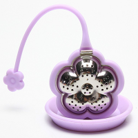 Flower Shaped Stainless Steel Loose Leaf Tea Infuser with Tray
