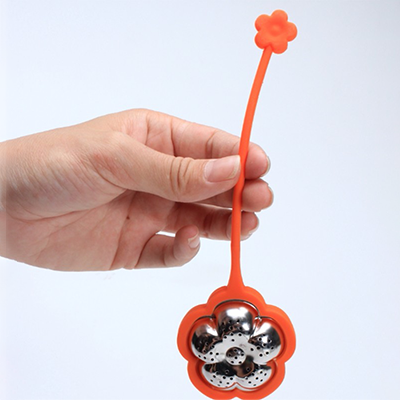 Flower Shaped Stainless Steel Loose Leaf Tea Infuser with Tray图2