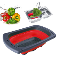 Creative Foldable Silicone Vegetable Fruit Washing Baskets Healthy and Portable Kithchen Drain Baske