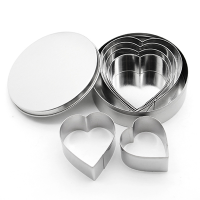 RH6009 High Quality Stainless Steel 6 pcs Heart Cookie Cutter Set with Tin Box
