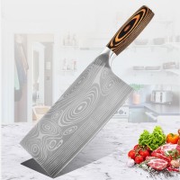 Color wood handle Damascus grain kitchen knife stainless steel slicing knife household kitchen knife