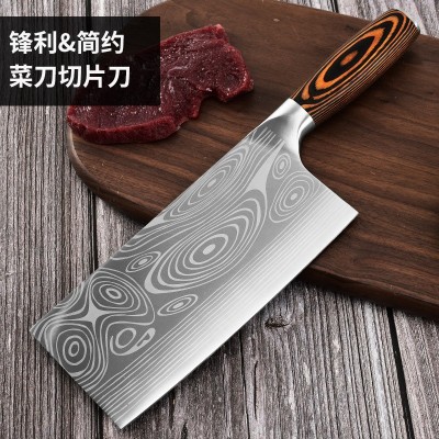 Color wood handle Damascus grain kitchen knife stainless steel slicing knife household kitchen knife图2