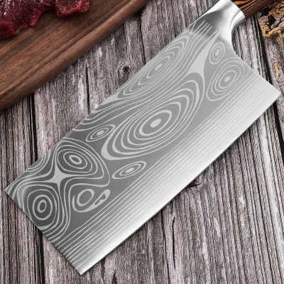 Color wood handle Damascus grain kitchen knife stainless steel slicing knife household kitchen knife图3