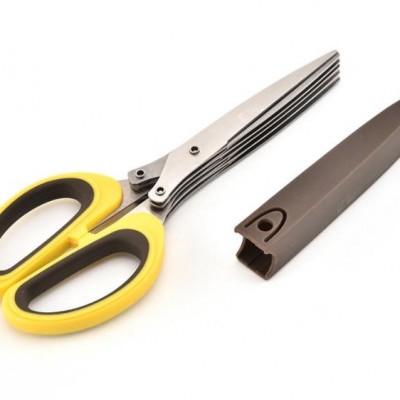 Stainless steel scallion scissors kitchen multifunctional five layer scissors household paper scisso图2