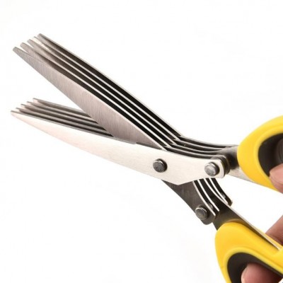 Stainless steel scallion scissors kitchen multifunctional five layer scissors household paper scisso图3