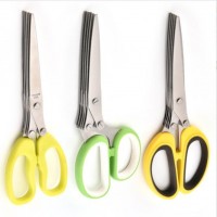 Stainless steel scallion scissors kitchen multifunctional five layer scissors household paper scisso