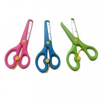 Foreign trade wholesale children's scissors round head spring students manual safety scissors