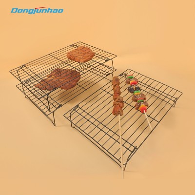 Factory direct sale BBQ non stick 3 layers collapsible mesh cooling racks for baking图2