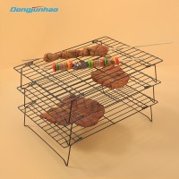 Factory direct sale BBQ non stick 3 layers collapsible mesh cooling racks for baking