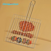 Welded BBQ grill accessories portable grilling basket for outdoor grilled steak, chops, kabob, seafo