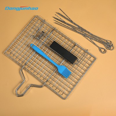 Hot sale folding iron barbecue wire mesh set square grill mesh metal barbecue basket图3