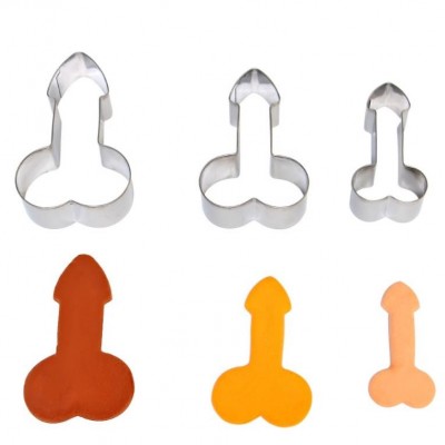 2019 Valentine Set of 3 Penis Shape Stainless Steel JJ Cookie Cutter Set, Cake Fondant Adult Biscuit图2