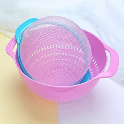 Baking rainbow plastic measuring cup set of 10 pieces Drain basket powder sieve salad basin multi-fu图2