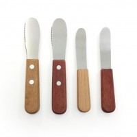 Stainless steel butter scraper butter spatula butter knife wooden handle butter knife jam knife chee