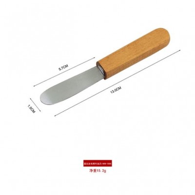 Stainless steel butter scraper butter spatula butter knife wooden handle butter knife jam knife chee图2