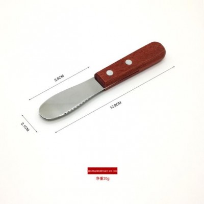 Stainless steel butter scraper butter spatula butter knife wooden handle butter knife jam knife chee图5