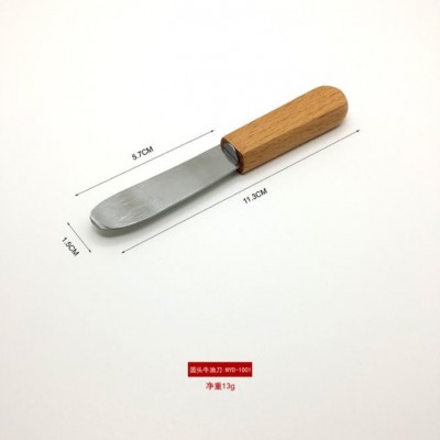 Stainless steel butter scraper butter spatula butter knife wooden handle butter knife jam knife chee图6