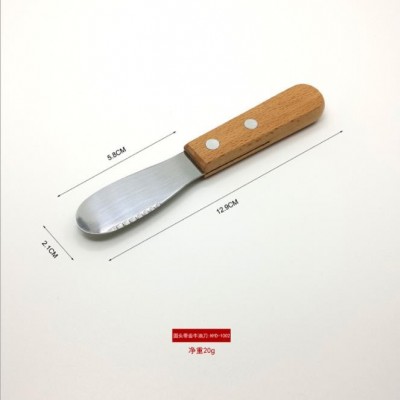 Stainless steel butter scraper butter spatula butter knife wooden handle butter knife jam knife chee图3