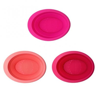 Oval folding makeup brush brush pad Makeup brush cleaning silica gel brush cleaning plate Beauty mak图3