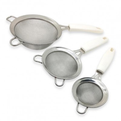 Double layer 304 stainless steel flour sieve soy milk slag filter wide side hand sugar sieve baking 图2