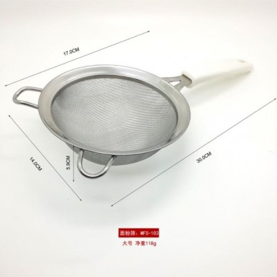 Double layer 304 stainless steel flour sieve soy milk slag filter wide side hand sugar sieve baking 图5