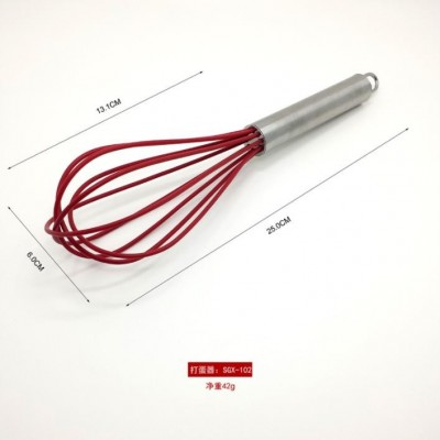 Stainless steel silicone whisk Cream butter hand blender Household cake baking tool图3