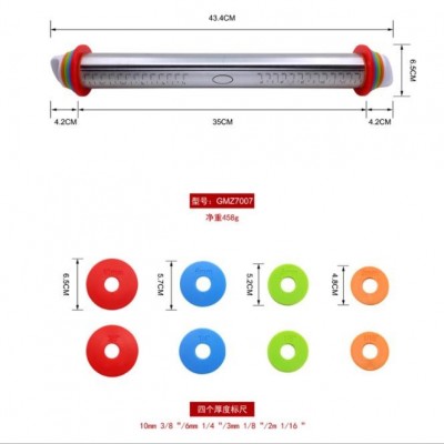 Calibrated rolling pin adjustable stainless steel flour stick adjustable thickness kneading kitchen 图2