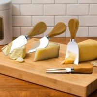 4pcs bamboo handle stainless steel cheese knife set