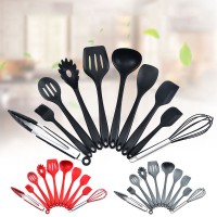 Silicone kitchenware 10 pieces solid color series kitchen set integrated cooking spoon