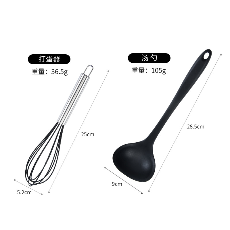 Silicone kitchenware 10 pieces solid color series kitchen set integrated cooking spoon图6