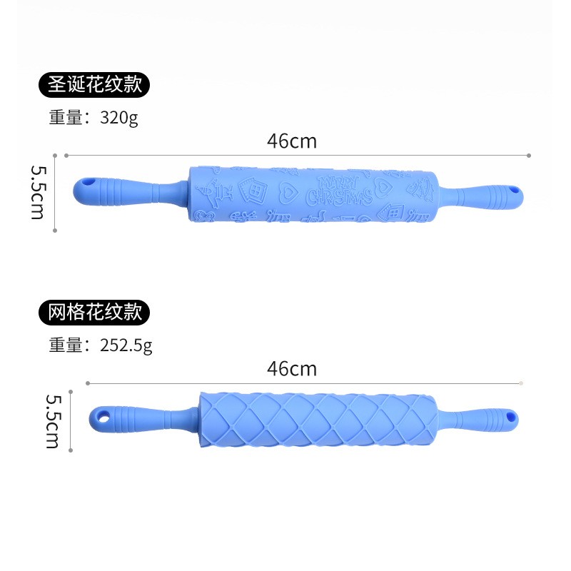 Kitchen baking utensils plastic handle printed rolling pin silicone dough stick flour stick图3