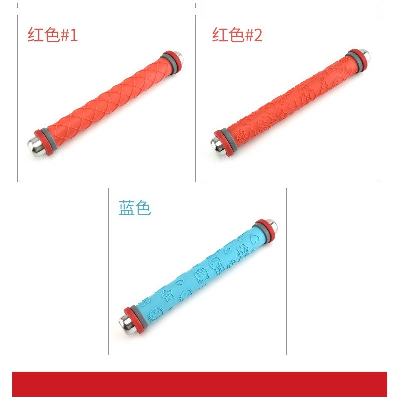 Kitchen baking utensils stainless steel printed rolling pin silicone dough stick flour stick图3