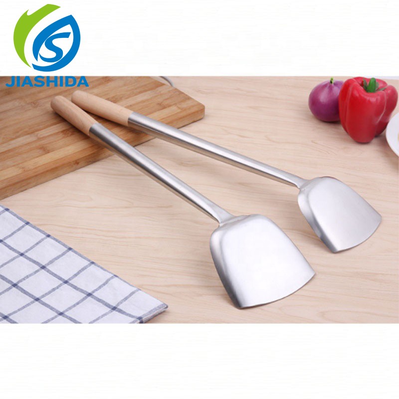 Hotel Restaurant Stainless Steel Shovel Spatula With Wooden Handle 1 buyer图3