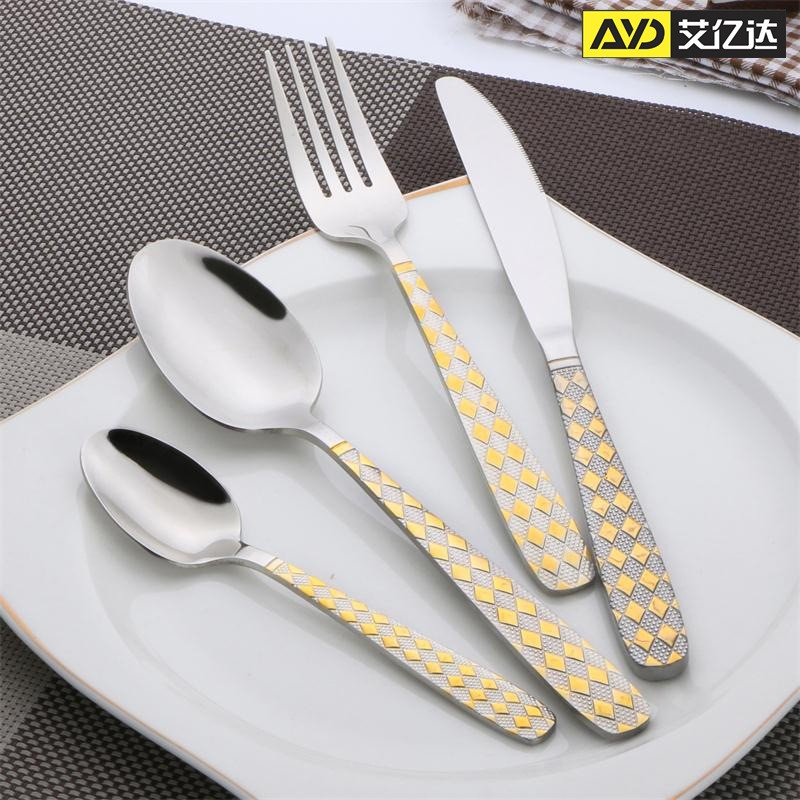 Stainless steel western kitchen knife, fork and spoon household tableware set of three pieces图3