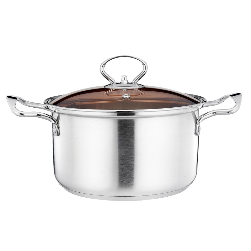 Stainless steel Dutch oven with gold tea glass lid图2