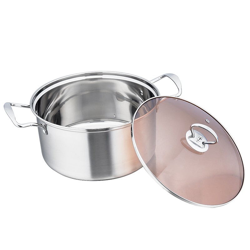 Stainless steel Dutch oven with gold tea glass lid图3