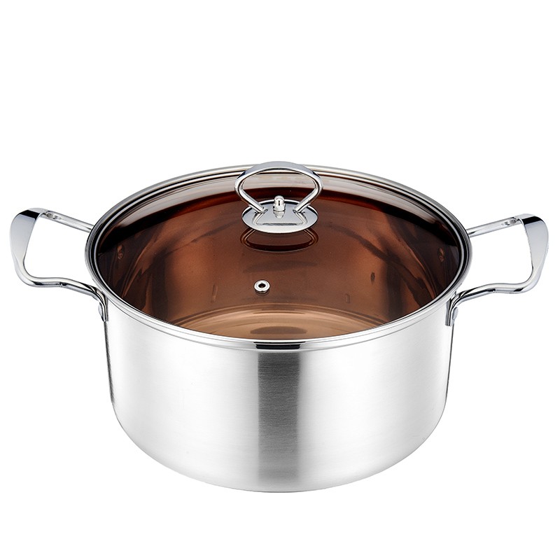 Stainless steel Dutch oven with gold tea glass lid图4