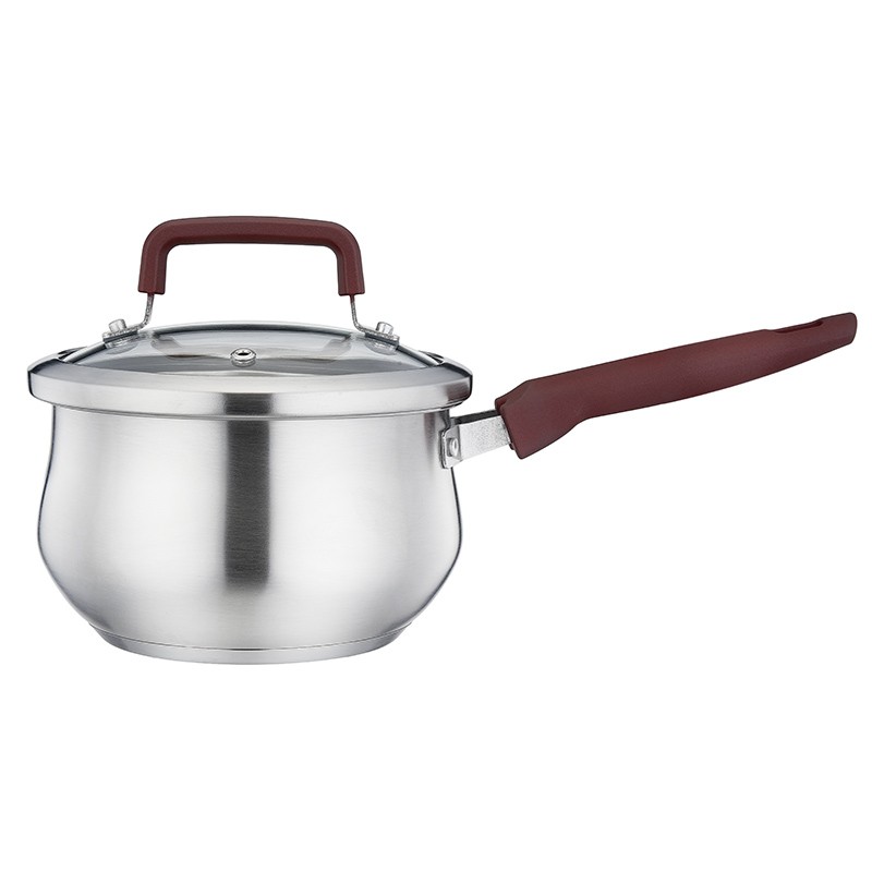 16cm stainless steel drum shaped sauce pan with silicone handles图2