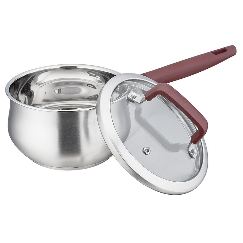 16cm stainless steel drum shaped sauce pan with silicone handles图3