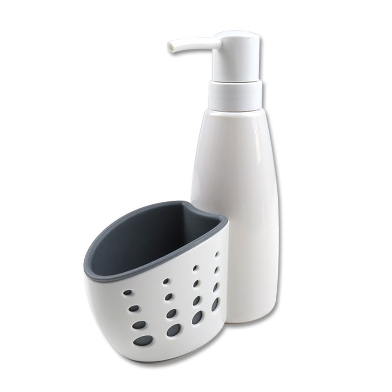 Jianhong soap pump for Countertop and dispenser with perforated sponge stand图2