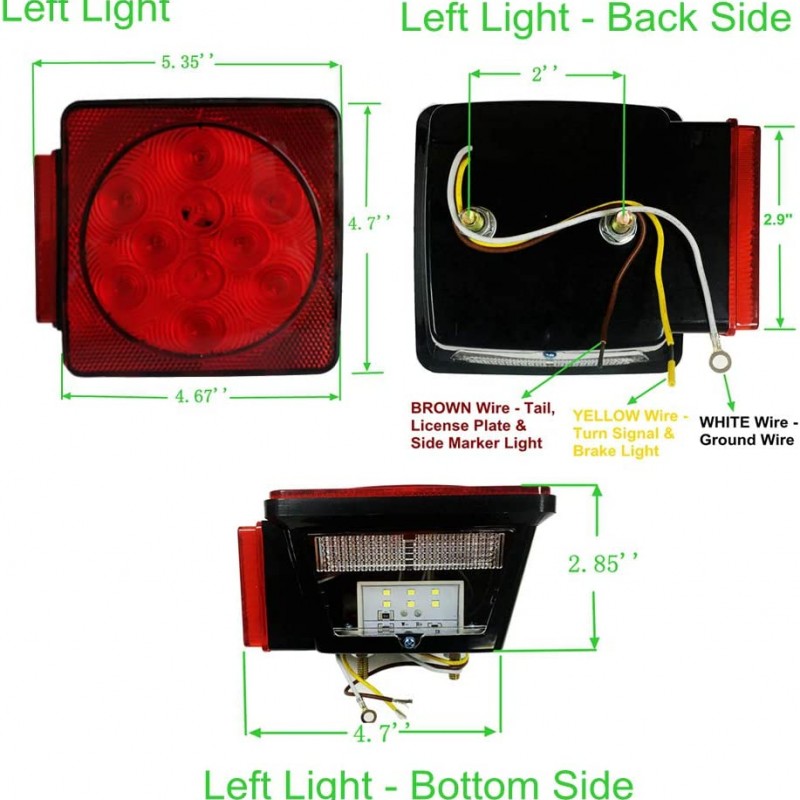 4 inch Red LED Waterproof Boat Trailer Lights图2