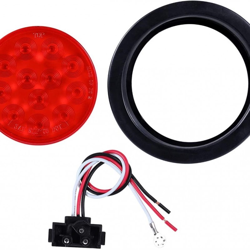 4 Inch Round Led Trailer Tail Lights Red 12 LED Waterproof图2