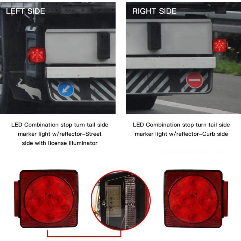 4"Square LED Tail Light LED Light Under 80"Wide Plug in Style图4