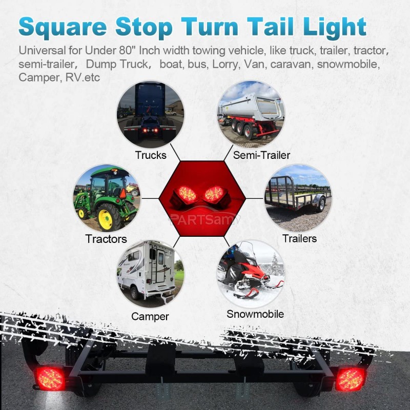 4"Square LED Tail Light LED Light Under 80"Wide Plug in Style图5